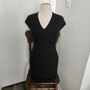 BANANA REPUBLIC Bodycon Business Office Dress Black 98% Wool Women 2 EUC